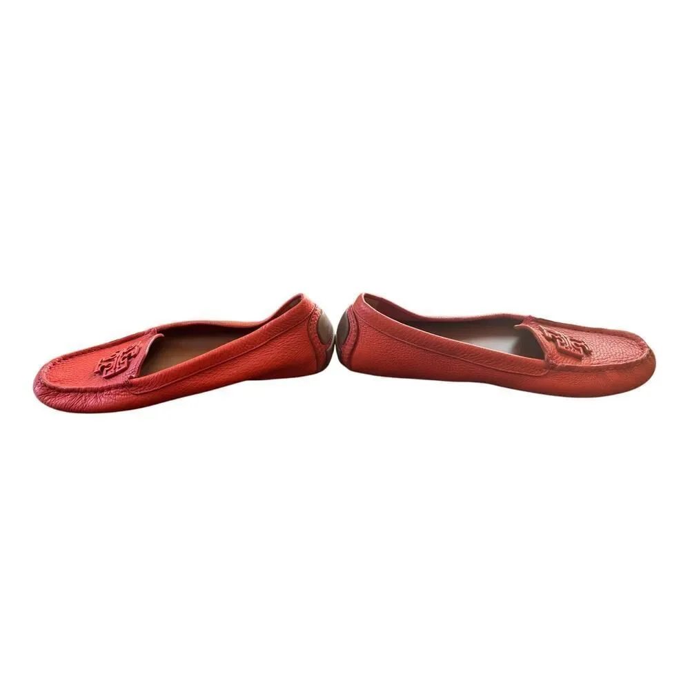Tory Burch Lowell 2 Driver loafer, Spicy Orange tumbled leather size 8m